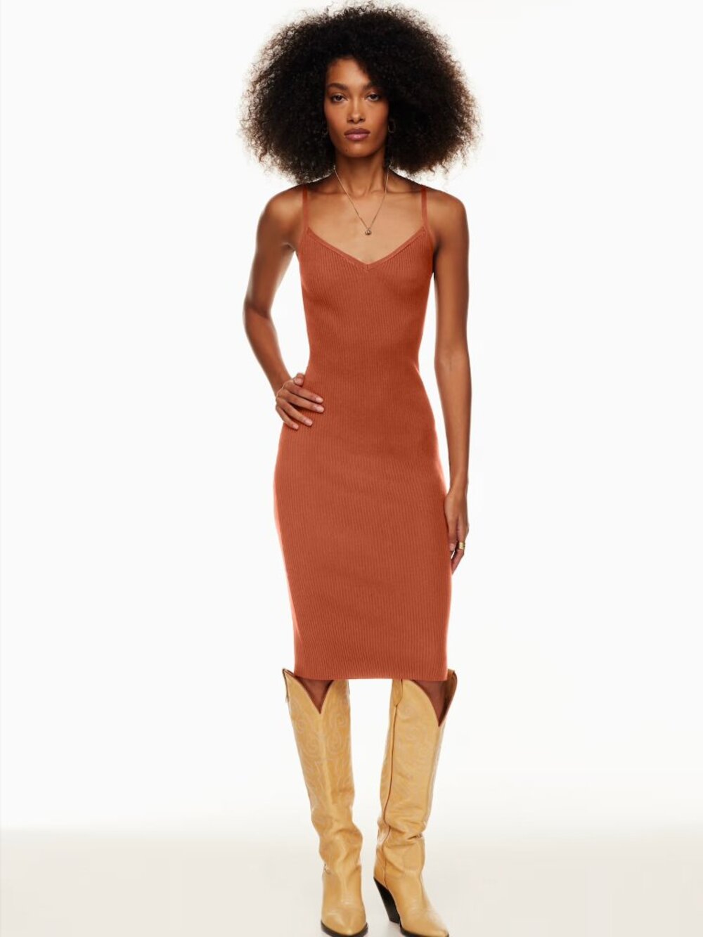 WIlfred Waltz Knitted Midi Dress  Burned Orange Copper XS